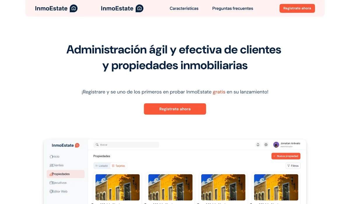 Vista del proyecto Landing Page InmoEstate